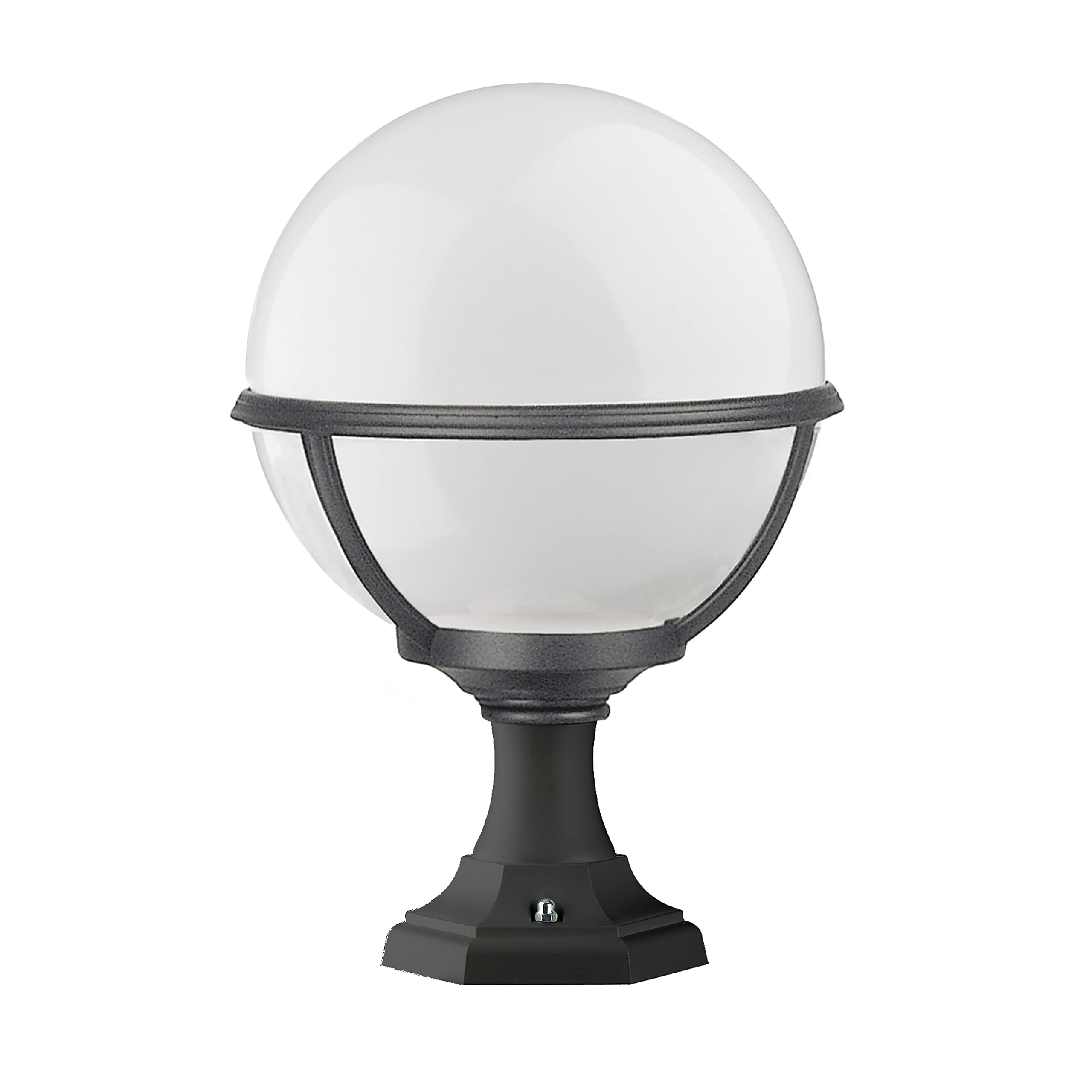 DOPO Lighting - Sobremuro, baliza CLIC CLAC GLOBO negra exterior IP43 portalámpara E27 (Ø27cm). Baliza estilo clásico para muros, porches, terrazas