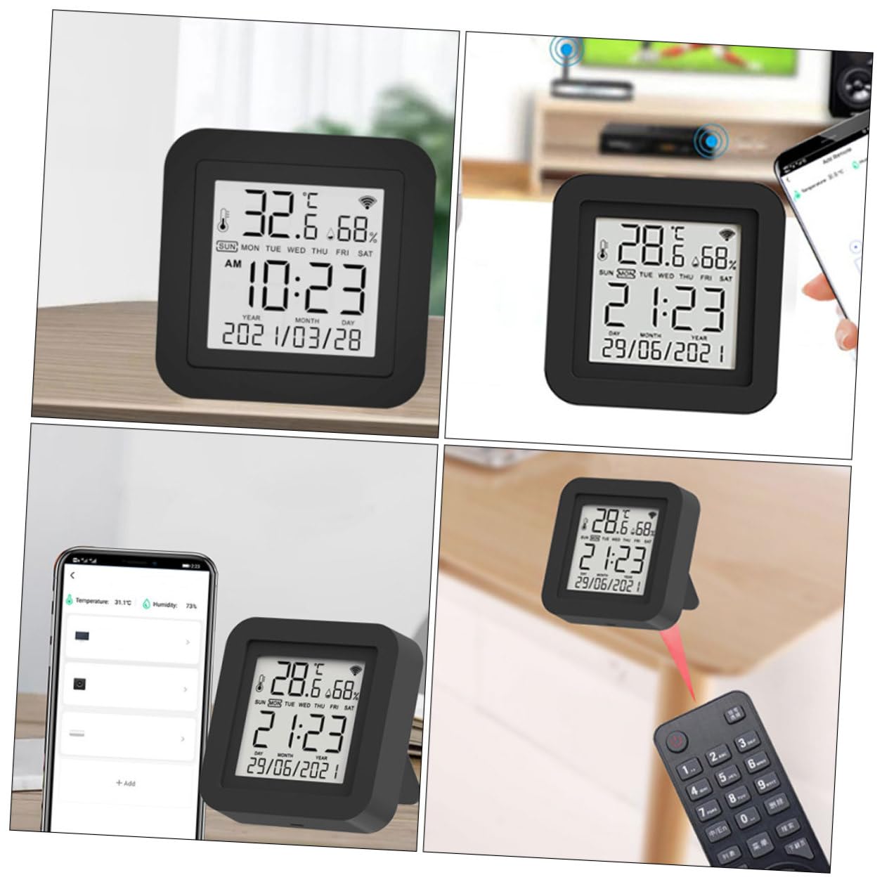 Gadpiparty Indicatore di Temperatura e Umidità Digitale Lcd Monitor di Temperatura Interna Misuratore di Umidità per Interni Strumento Igrometro Portatile per Uso Domestico