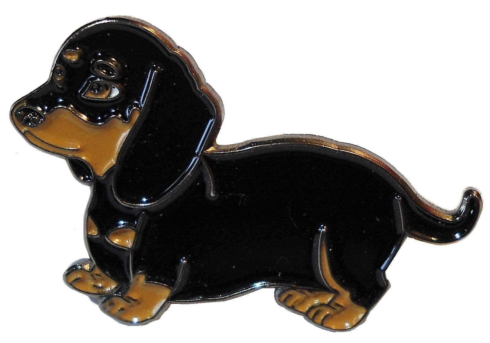Dachshund Black & Tan Pet Sausage Dog Metal Enamel Pin Badge 33mm