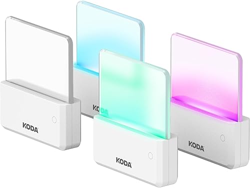 Koda Luz nocturna LED que cambia de color (paquete de 4)  Enchufa a la pared, regulable, luces LED de bajo consumo con sensor de atardecer a