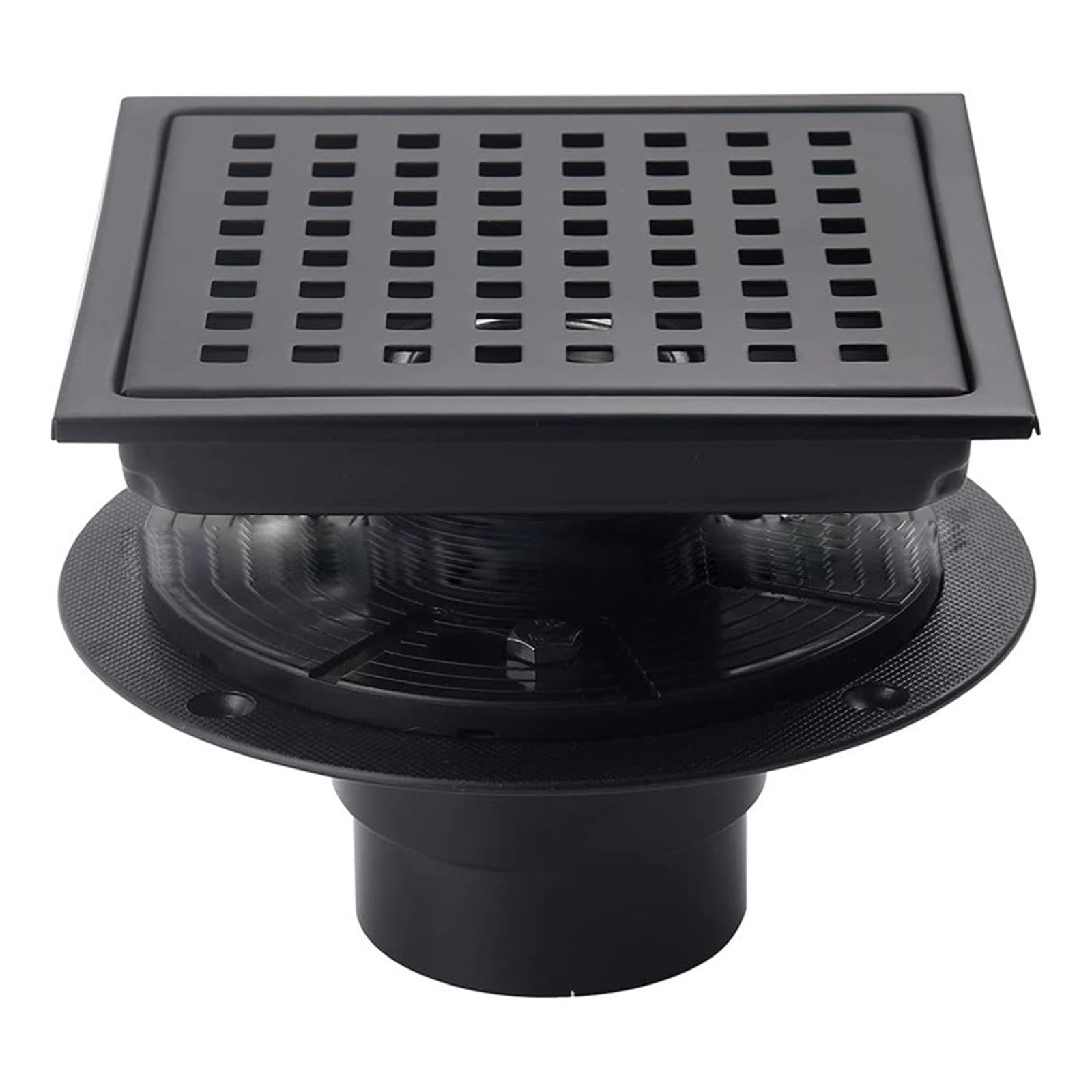 Removable Hair Catcher Square Shower Drain with Flange Hair Strainer Removable Grids Stainless Steel Floor Square Shower with Flange