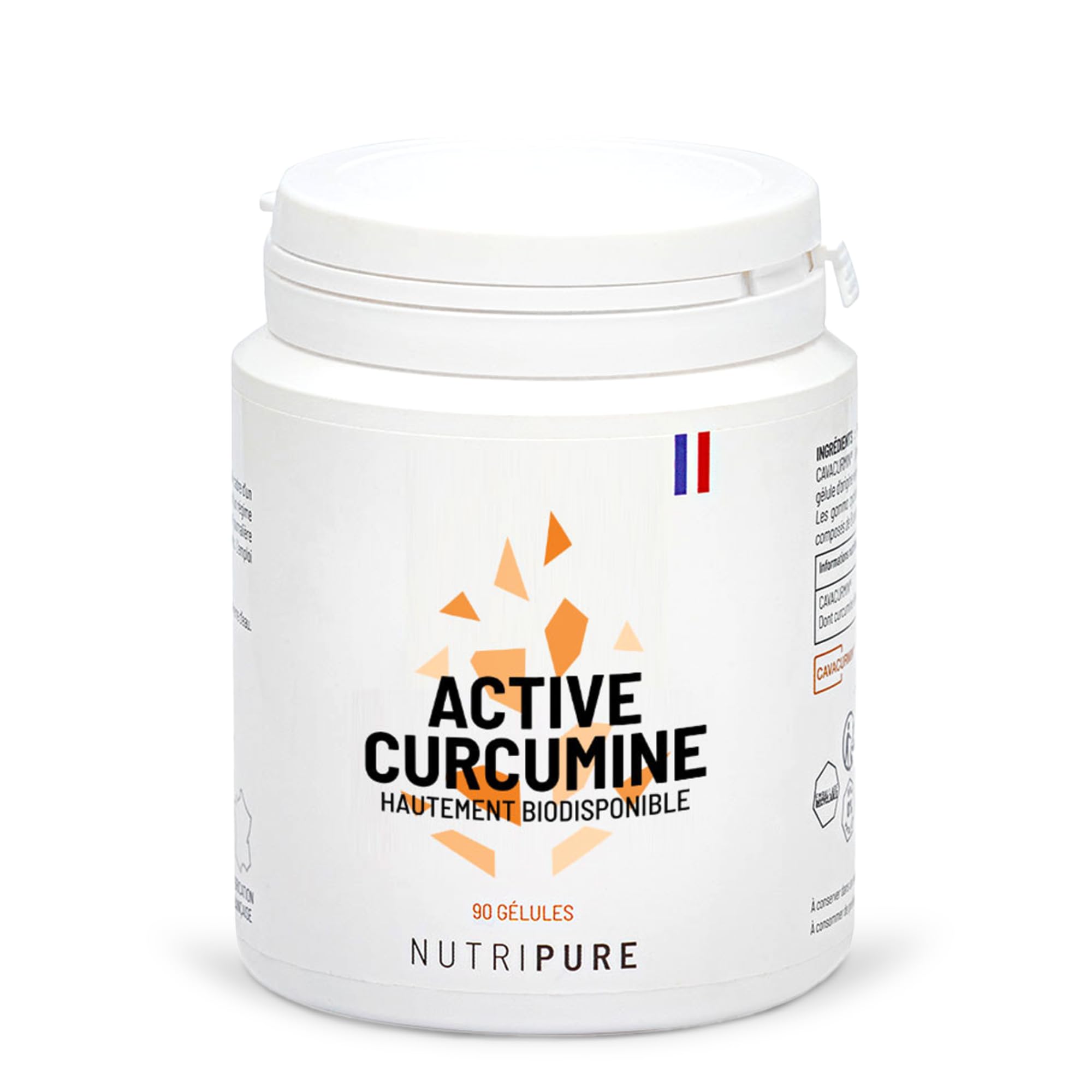 Nutripure | Active Curcumine 100% pure Cavacurmin® | Vegan | Antioxydant & anti inflammatoire naturel | Hydrosoluble : biodisponibilité 39X sans additif nocif | 90 gélules | 1 Mois | Made in France