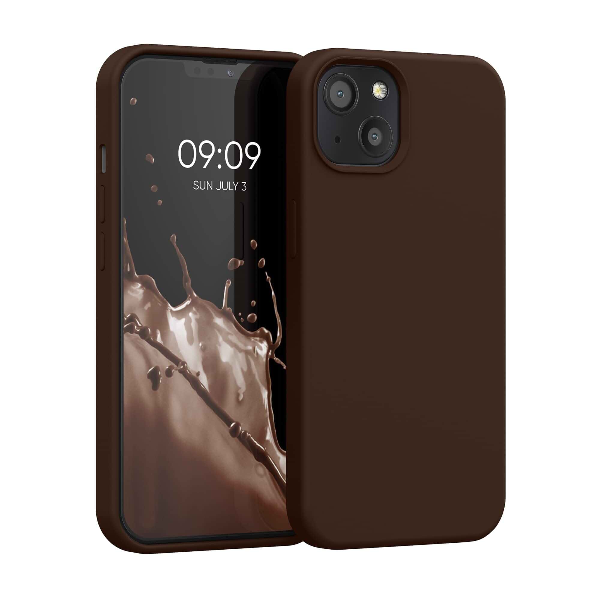kwmobile Case Compatible with Apple iPhone 13 Case - TPU Silicone Phone Cover with Soft Finish - Chocolate