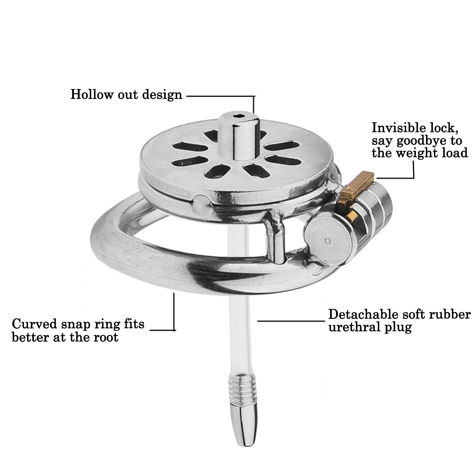 BDSMLOVE Gabbia di castità in acciaio inossidabile con Dilatatore uretrale, chastity cage per Prevenire L'erezione, gabbia di castità per uomo, male pene Cock cage (45 mm)