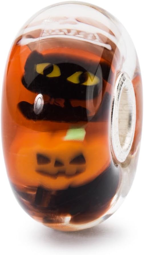 TROLLBEADS Trick or Treat Bead - Limited Edition Glass Halloween Charm | Authentic Brand Charm | Handmade Glass | Hygge Collection | Design by Nozomi Kaji