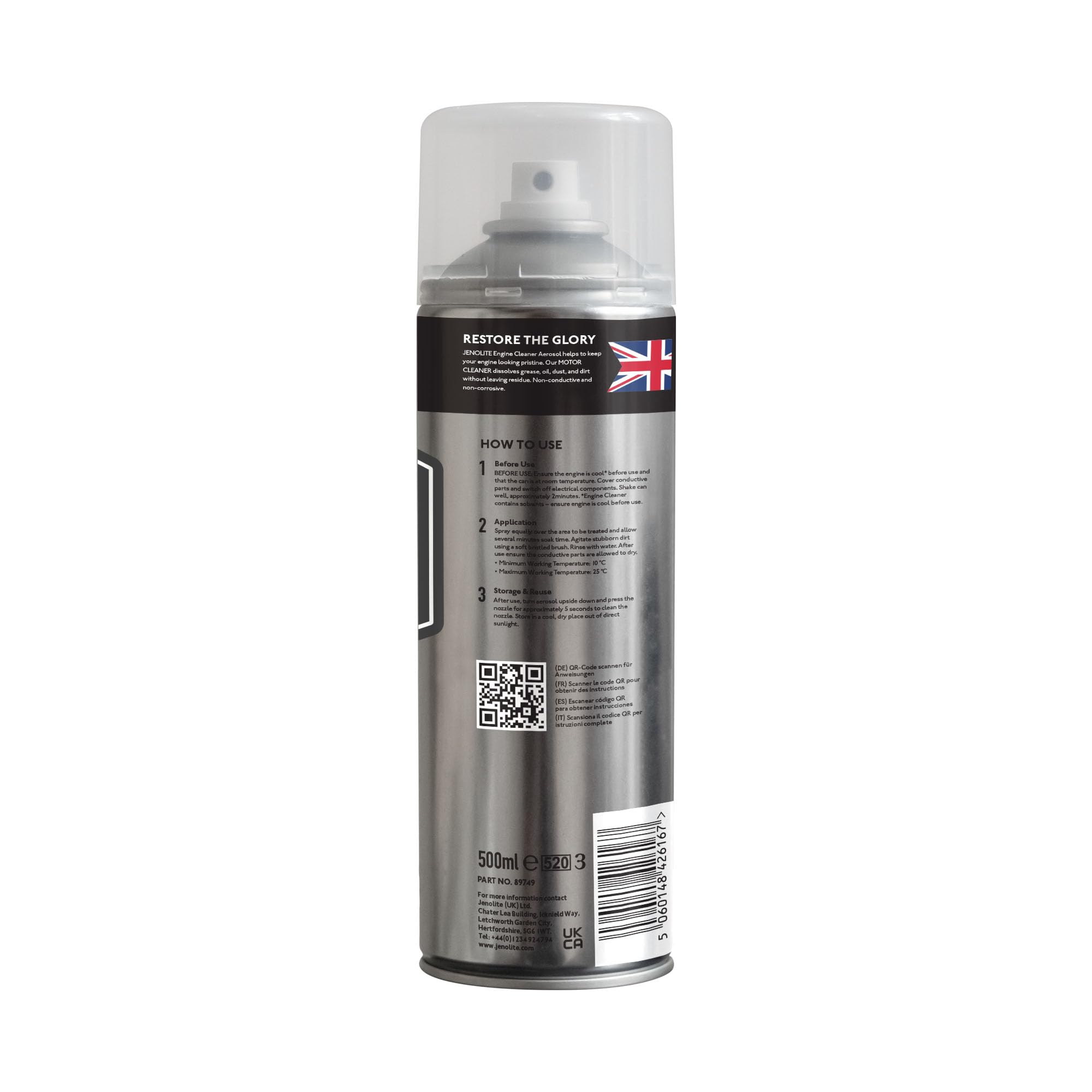 JENOLITE Detergente per motore in aerosol | Spray detergente e sgrassante per motore | 2 x 500 ml | Scioglie grasso, olio e sporcizia senza lasciare residui, non conduttivo e non corrosivo
