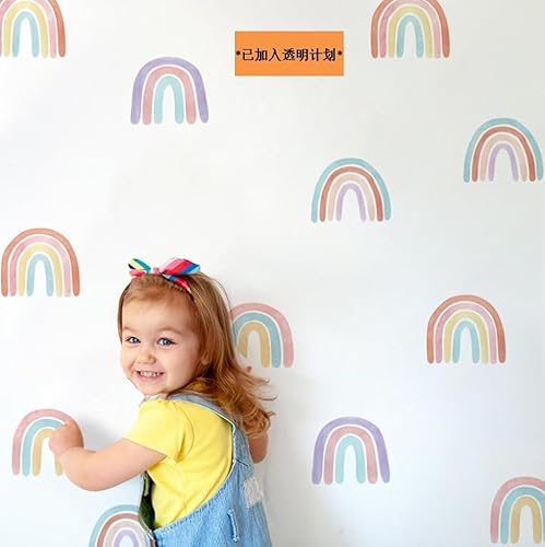 Calcomanías de pared de arcoíris para dormitorio de niñas, decoración de habitación de niños, papel tapiz autoadhesivo de arco iris, vinilo mural,