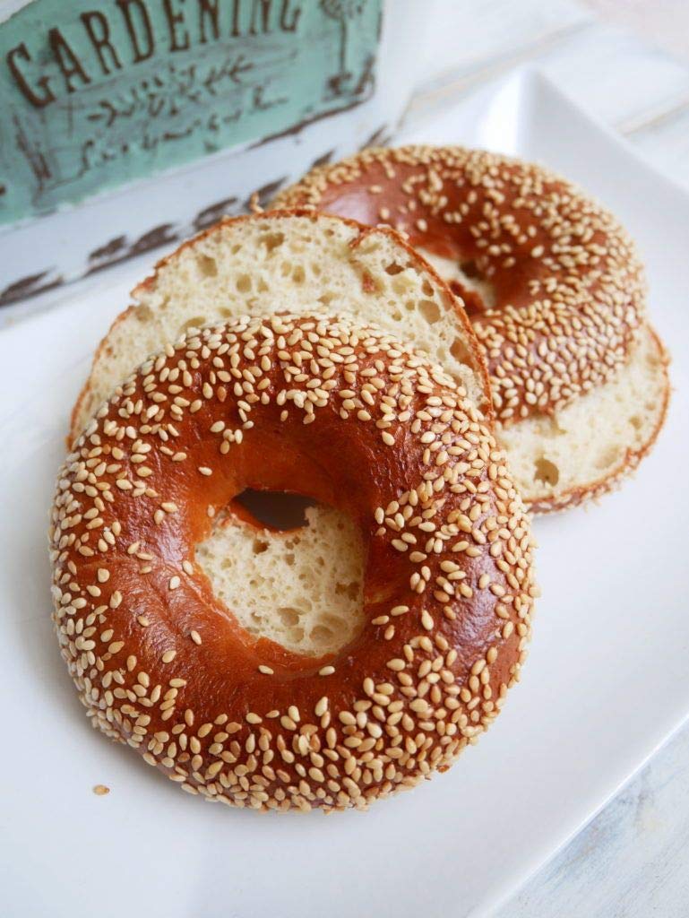 BenFit High Protein-Bagel sésame - 7 x 150 g - pain protéiné sans gluten - riche en protéines, pauvre en graisses & faible en calories