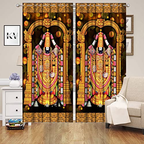 Image of 3D Digital Printed Heavy Fabric Tirupati Balaji God Design Curtains for Pooja Room, Temple, Home, 4x5 feet, Set of 1 Pcs