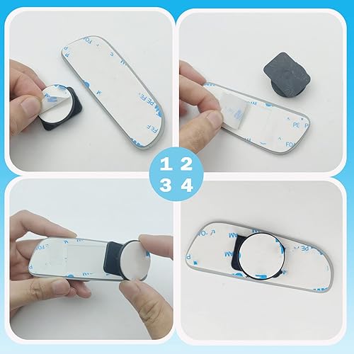 Vista 9 de Paquete de 2 espejos de punto ciego, espejo retrovisor convexo sin marco de vidrio HD con barra ajustable gran angular, espejo de punto ciego Abanico