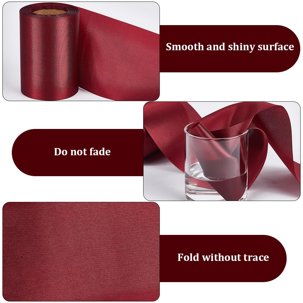 GORGECRAFT Doppelseitiges Satinband - 27 Meter X 15 Cm, Tiefrosa, Polyester, Für Geschenkverpackung, Hochzeit, Partydekoration & Basteln