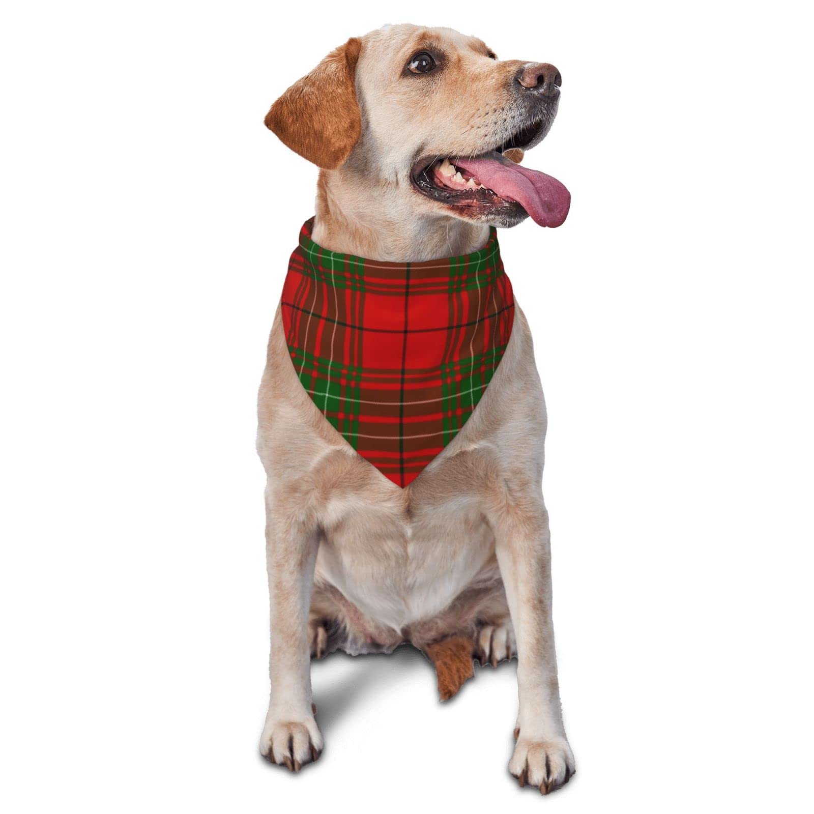 Sipeigyd Pet Triangle Scarf, Comyn Tartan red Green Plaid pet cat and Dog Scarf, Pet Clothing Accessories, Plaid Pet Scarf, for Small to Large Dogs Cats