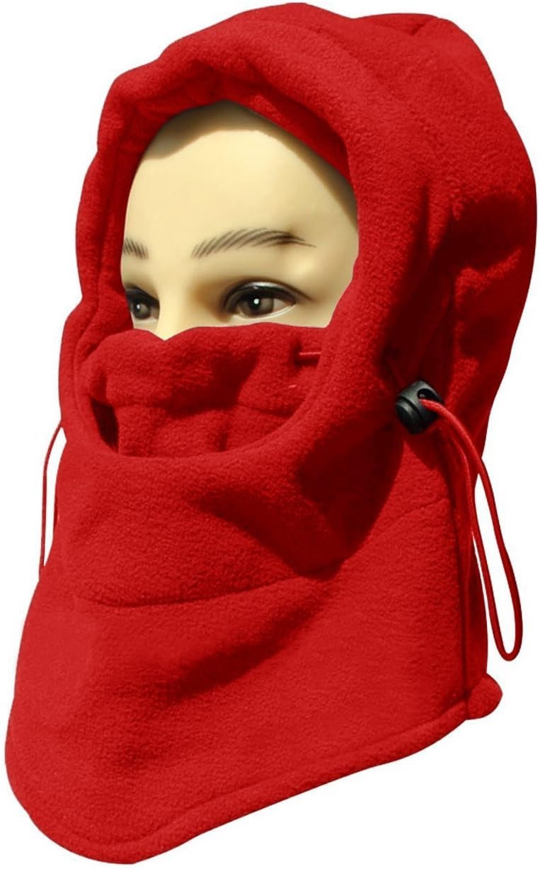 Eforstore 6 in 1 Thermal Fleece Balaclava Hat Hood Police Swat Ski Bike Wind Stopper Mask New Caps (Red)