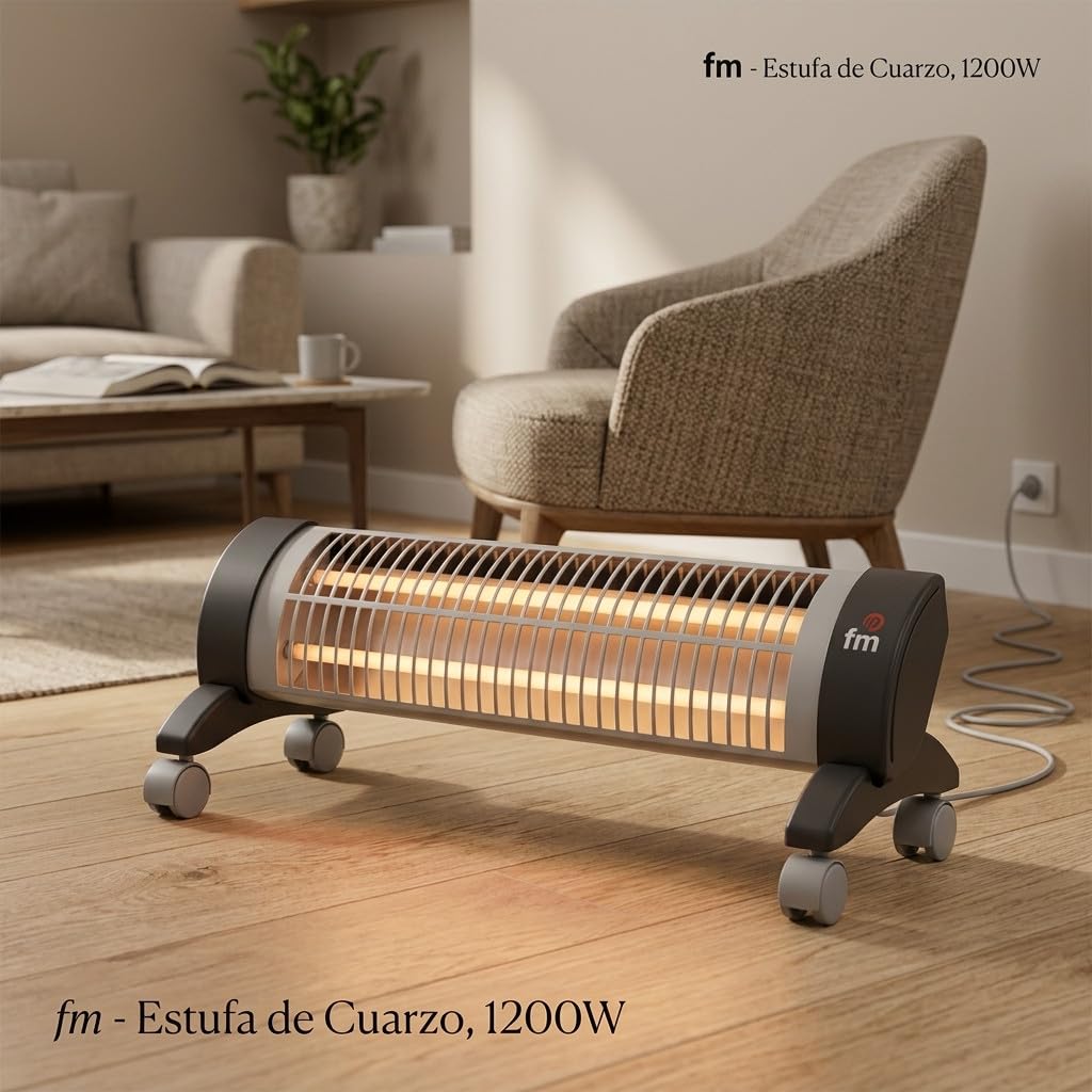 Suinga Stufa al quarzo con ruote girevoli 2 potenze: 600 W/1200 W, 2 aste Sistema antiribaltamento