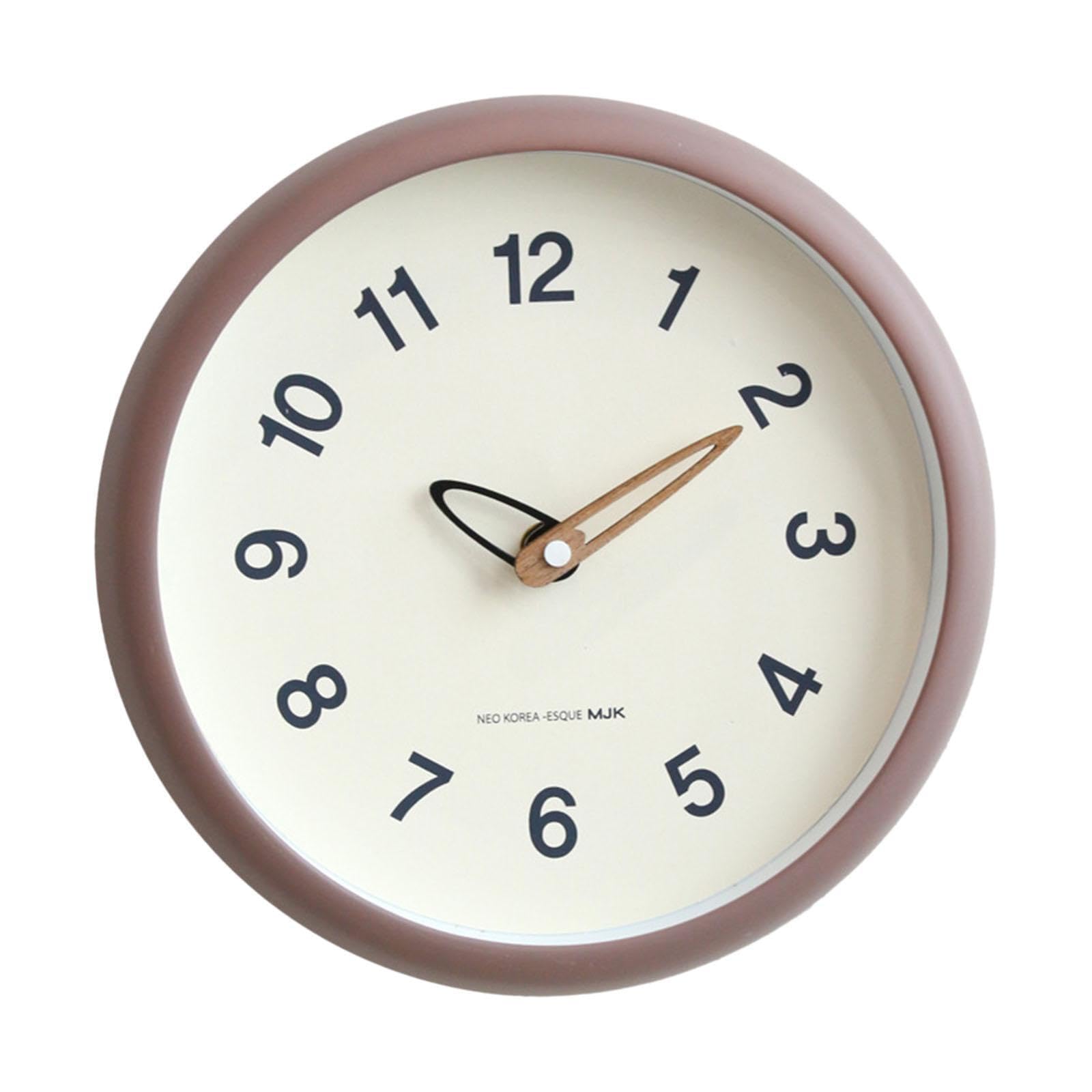 QIXCXAZ Artful Wall Clock Decorative Round Clock Lightweight Timeless Style Silent Movement For Home Or Office Round Wall Quiet Silent Non Ticking Gifts, Brown, 25x25cm