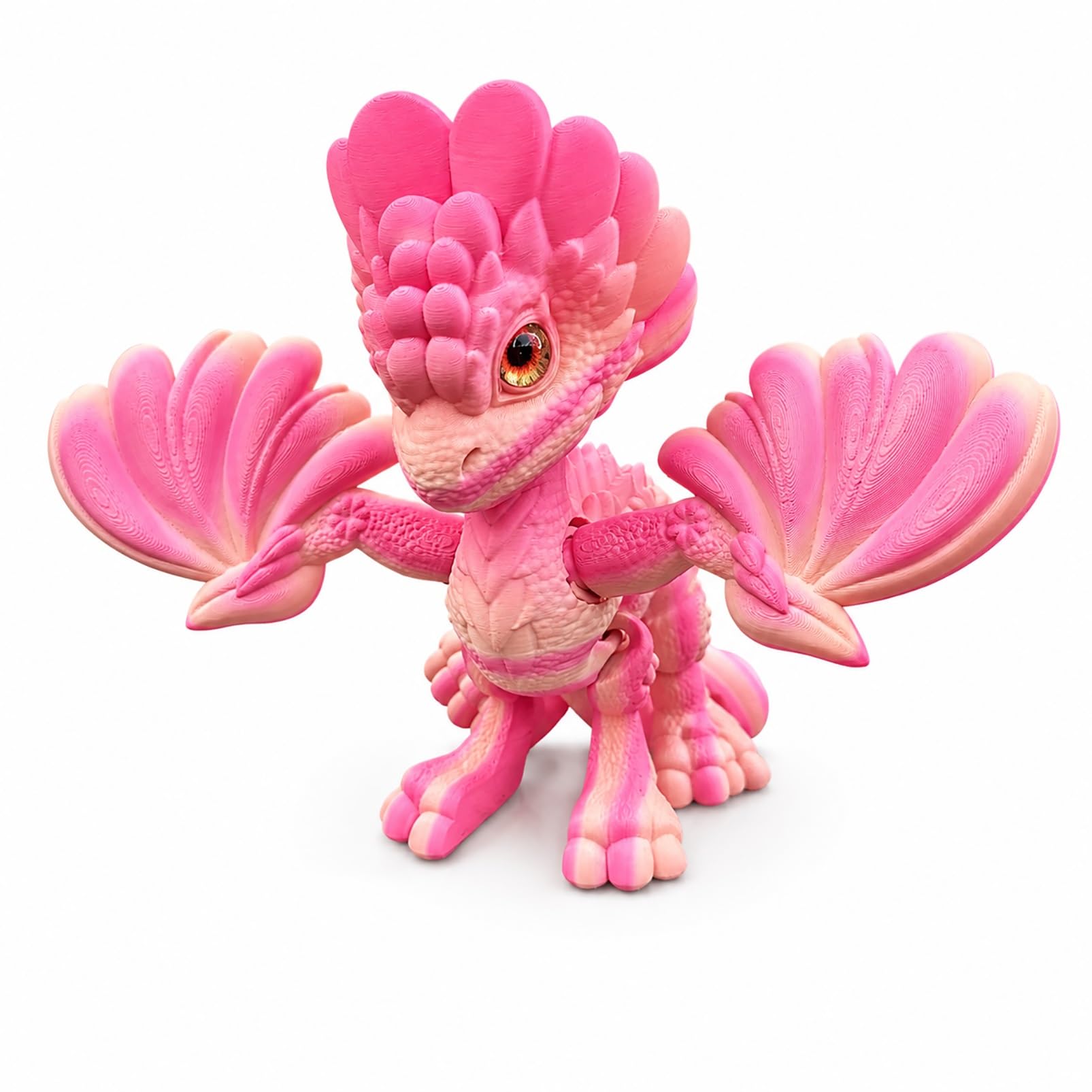 CASOME 3D Printed Articulated Winged Dragon Figurine, Movable Fantasy Dragon Decor With Realistic Eyes, Poseable Display Ornament For Desk, Shelf & Collection(D)
