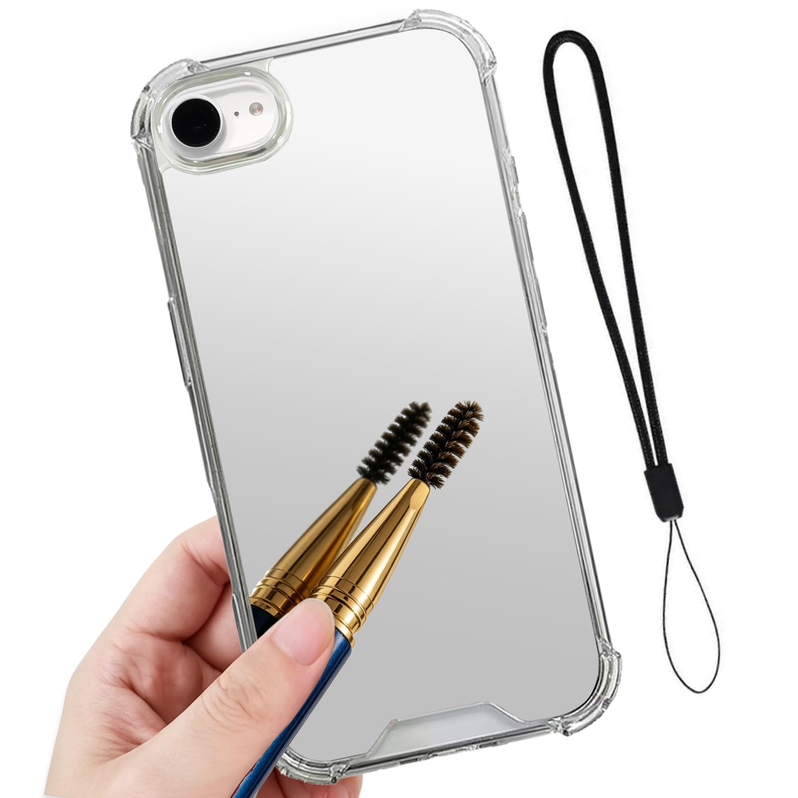 適用 iphone 17E / 16E 通用 ケース 鏡付き 【 Xungoujp ミラーケース 】 アイフォン17E カバー ストラップ iPhone16E スマホケース ミラー付き 耐衝撃 ストラップホール 薄型 軽量 バンパー 携帯カバー