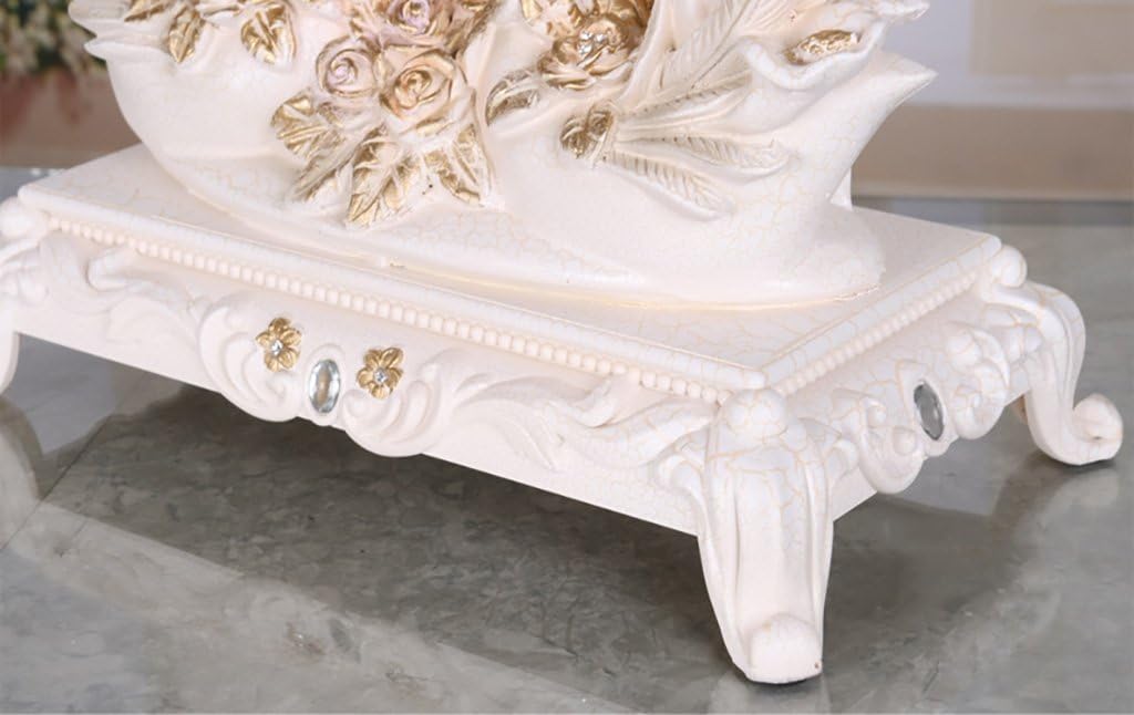 European Retro Mantel/Mantle Rhythm Quartz Clock swan Living Room Desk Shelf Clocks Decoration (Color : Light Yellow)