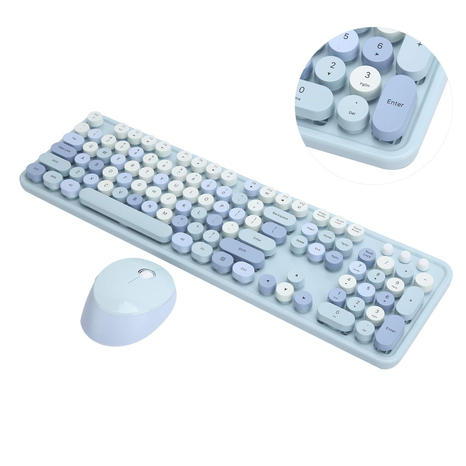 Amazon | ワイヤレスキーボードとマウスのコンボ、かわいい丸いレトロ