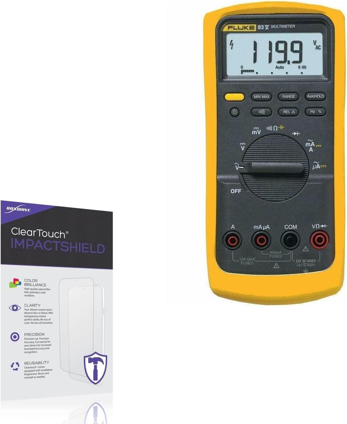 BoxWave Screen Protector Compatible with Fluke 83V - ClearTouch ImpactShield (2-Pack), Impenetrable Screen Protector Flexible Film