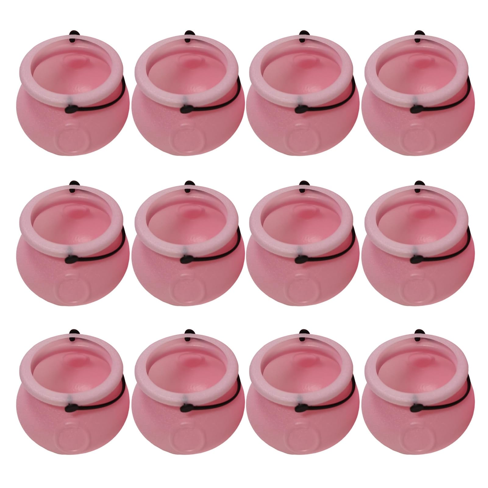 Haloppe 12 Pcs Halloween Mini Witch Cauldron Kettles,Halloween Candy Holder Pot,Mini Plastic Cauldron Halloween with Handle,Novelty Kettles Cups Trick or Treat Candy Bucket Pink