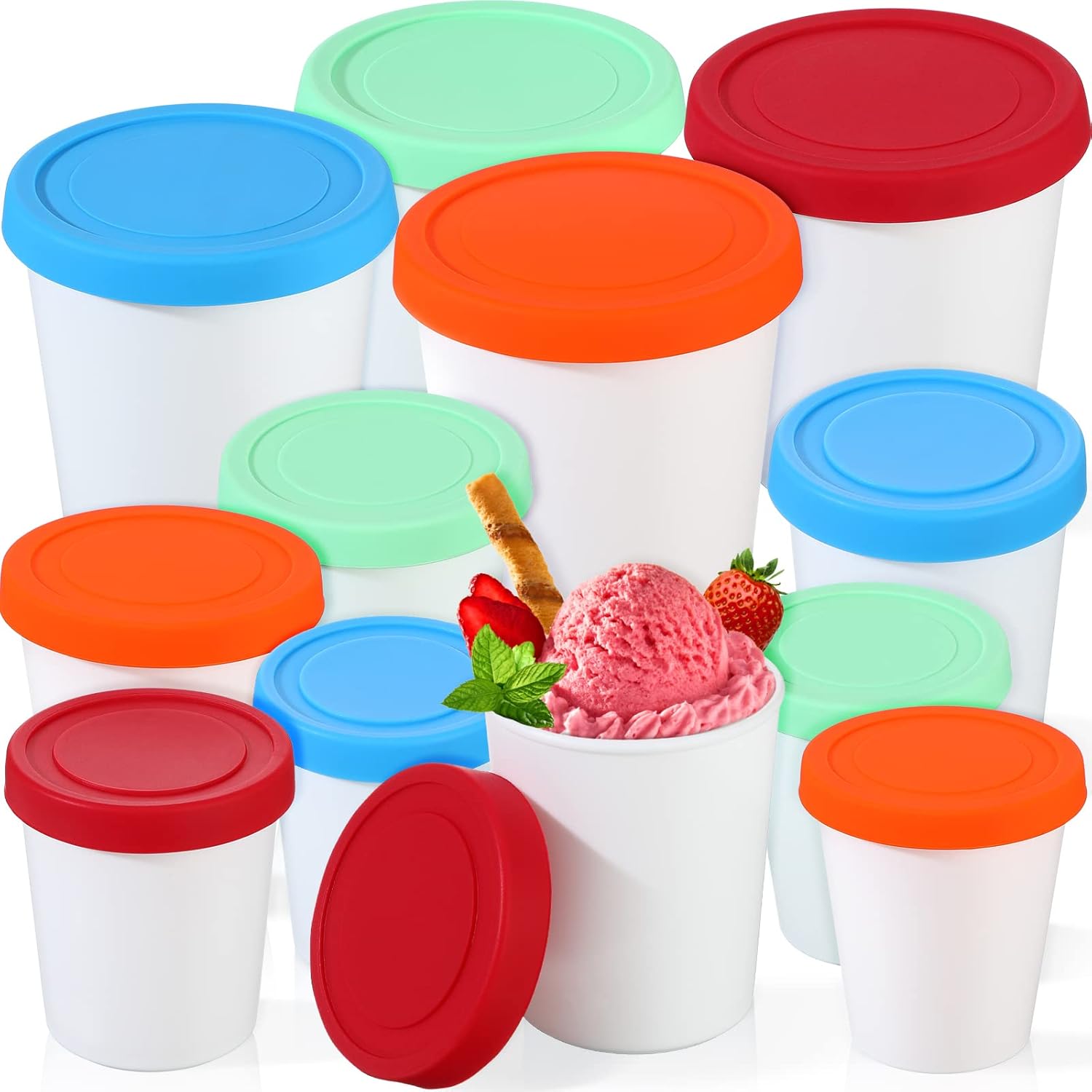 12 Pieces Ice Cream Containers Reusable Homemade Ice Cream