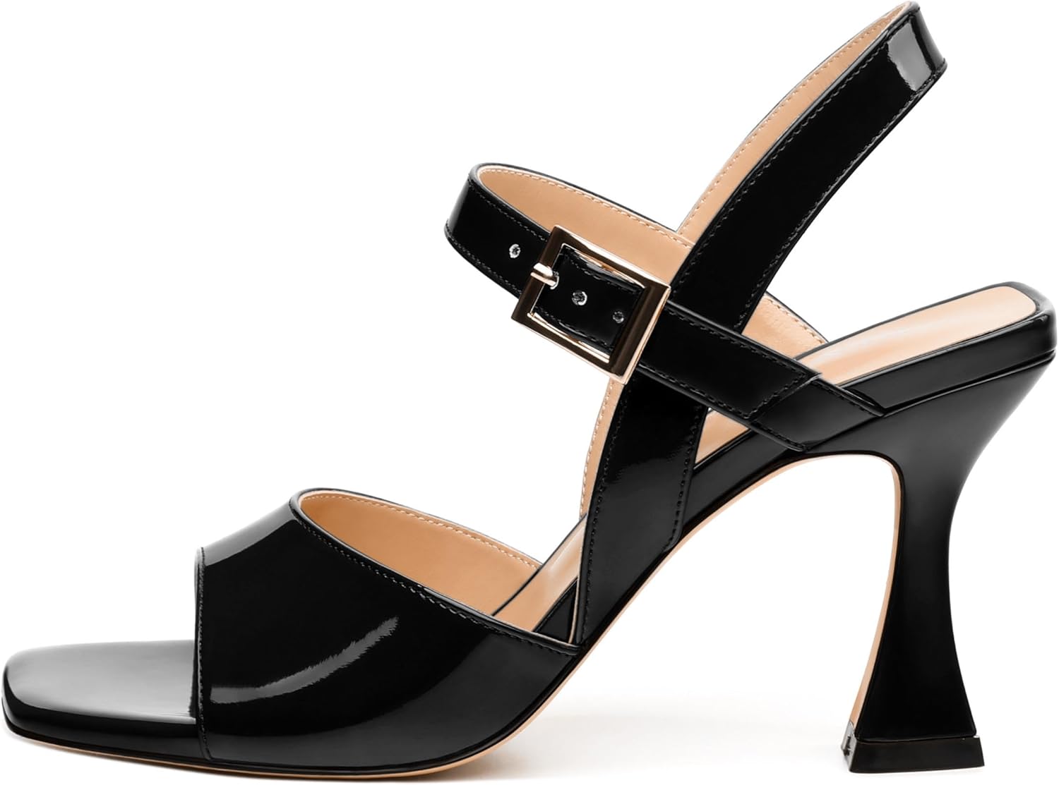 Women's Stiletto Heel Sandals - Open Square Toe, Adjustable Buckle Ankle Strap, Versatile Work/Party/Wedding Shoes (Solid Colors) - Image 2