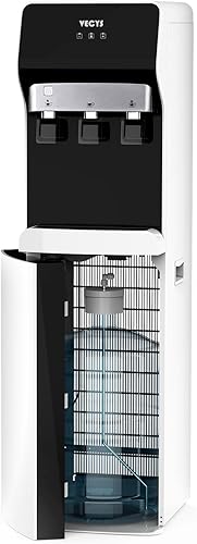 VECYS Dispensador de agua autolimpiante de carga inferior 5 galones 3 temperaturas, bloqueo de seguridad para niños y luz nocturna, depósitos de