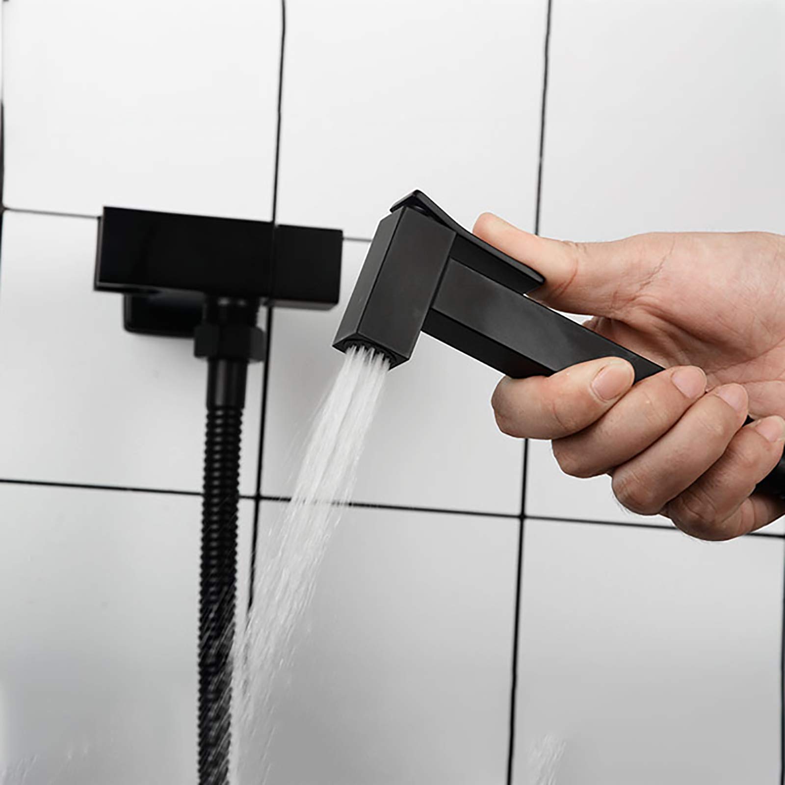 Pulverizador de Bidé con Agua Fría, Cabezal de Bidé de Mano Latón Kit de Pulverizador Bidé, Grifos Bidé Negro Bidé de Duchas con Manguera para Higiene Personal,Stainless Steel Hose
