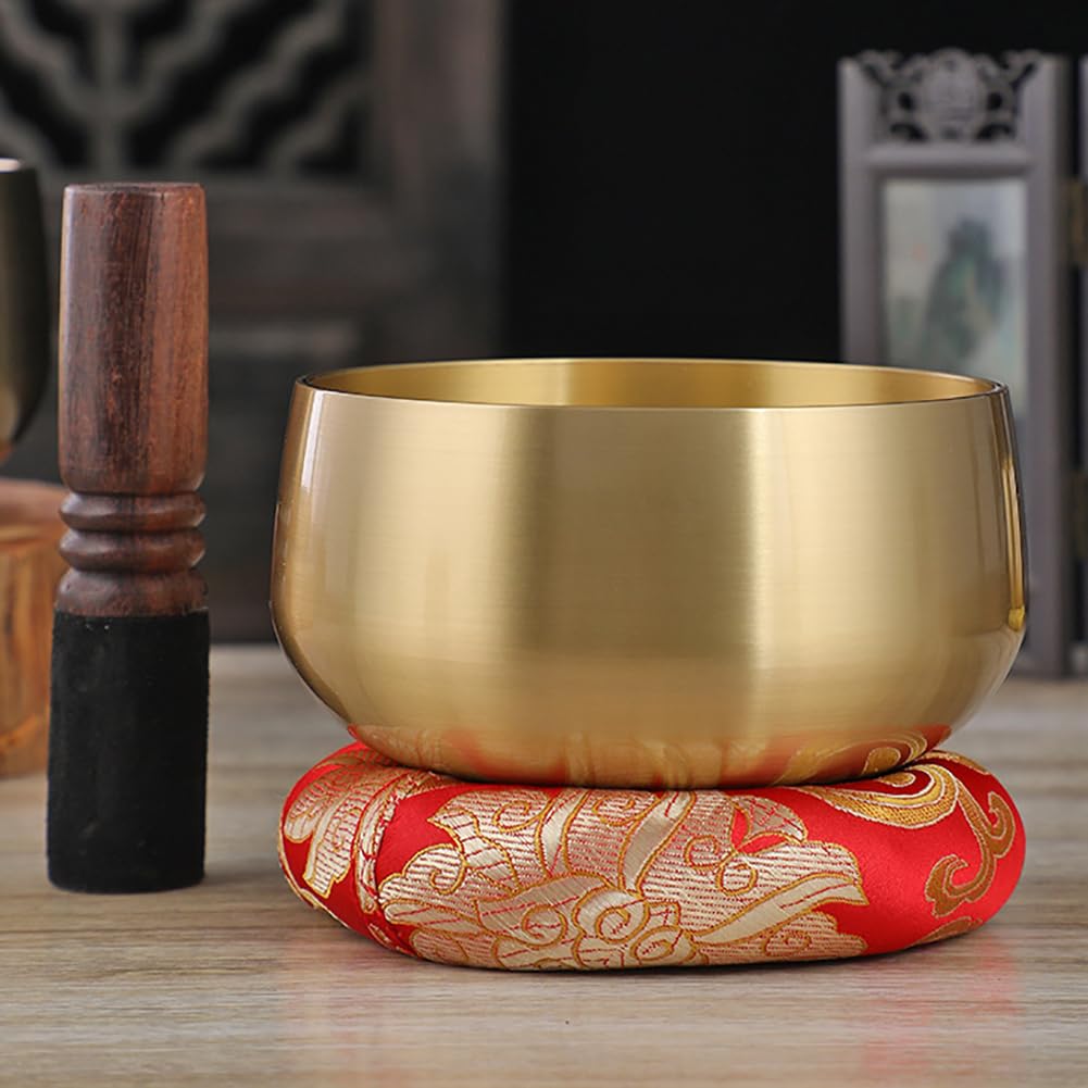 Campana Tibetana per Meditazione Chakra in Metallo, Autentica Campana Sonora Fatta A Mano (Custodia Ad Anello E Bacchetta per Percussioni), Campana Tibetana per Principianti