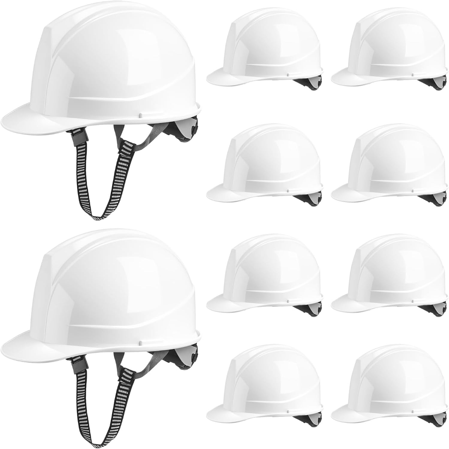 10 Pcs Suspension Hard Hat, Construction Hard Hat for Safety, Ratchet Cap Style with Self Adjusting Crown Straps for Man Woman