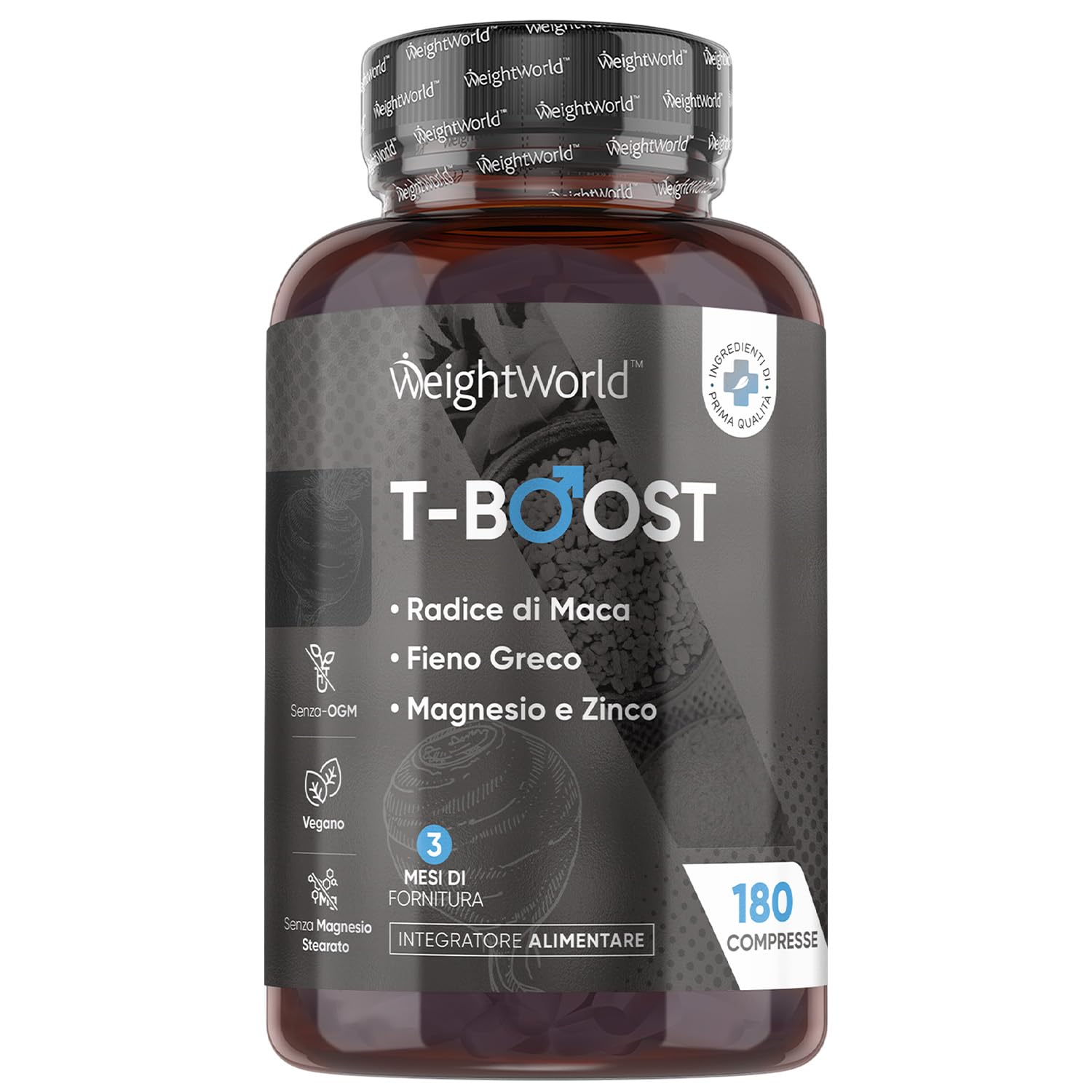 T Boost Complex Vegano, 180 Compresse, 3 Mesi, Integratore Maca Uomo, Zinco, Selenio, Vitamina B5, Magnesio, Lo Zinco Contribuisce al Mantenimento di Normali Livelli di Testosterone nel Sangue (EFSA)
