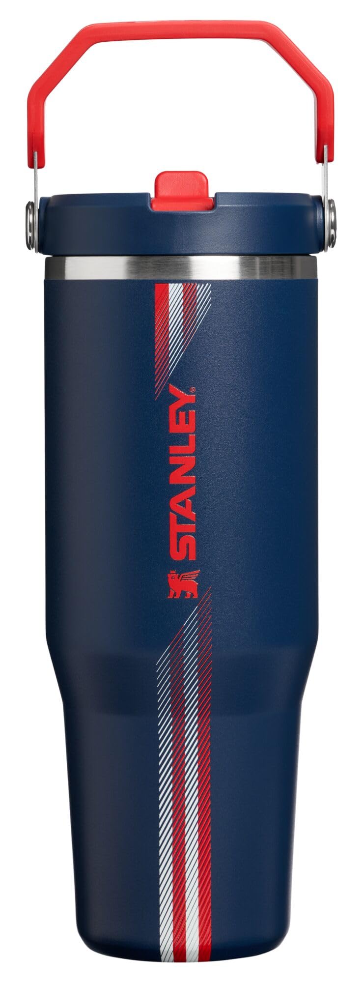 STANLEY IceFlow 2.0 Flip Straw Tumbler, 30 oz, Team Navy Red | Easy Carry Handle | Twist On Lid and Flip Up Straw | Leak Resistant Water Bottle | Insulated Stainless Steel | BPA-Free