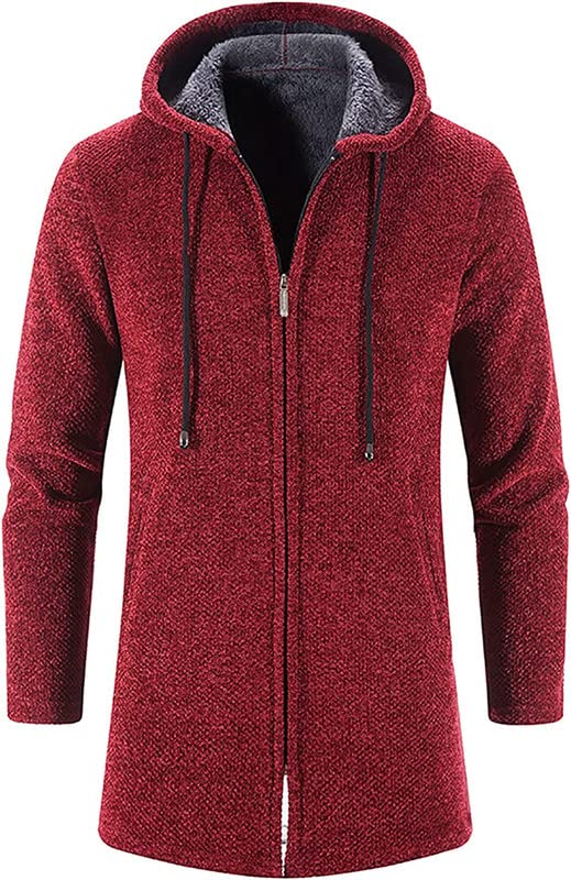 Shanghai Story Men's Hoodie Jacket Premium Chenille Hooded Coat Full Zip Fleece Sherpa Lined Winter Loose Overcoat2