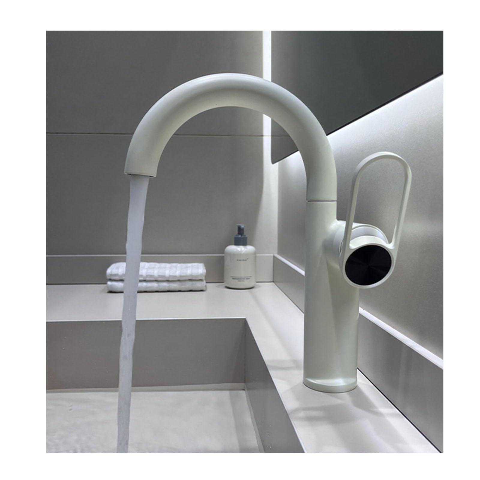 Yadzisw Cream Single Handle Vessel Sink Faucet With Swivel Spout For Hot And Cold Water In Bathroom