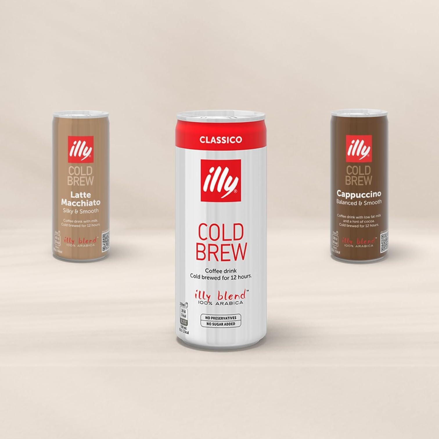 illy, Caffè Cold Brew Ready to Drink CLASSICO, 100% Arabica con Note di Cioccolato e Caramello, Gusto Fresco e Naturalmente Dolce, Confezione da 12 lattine (12 x 250ml)