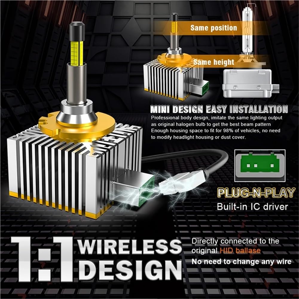 D1S D3S phare LED 360 LED HID D2S D4S D8S Canbus D1R D2R D3R D4R ampoules au xénon Turbo lampe de voiture moto lumière Plug & Play(1 piece D3S D3R)