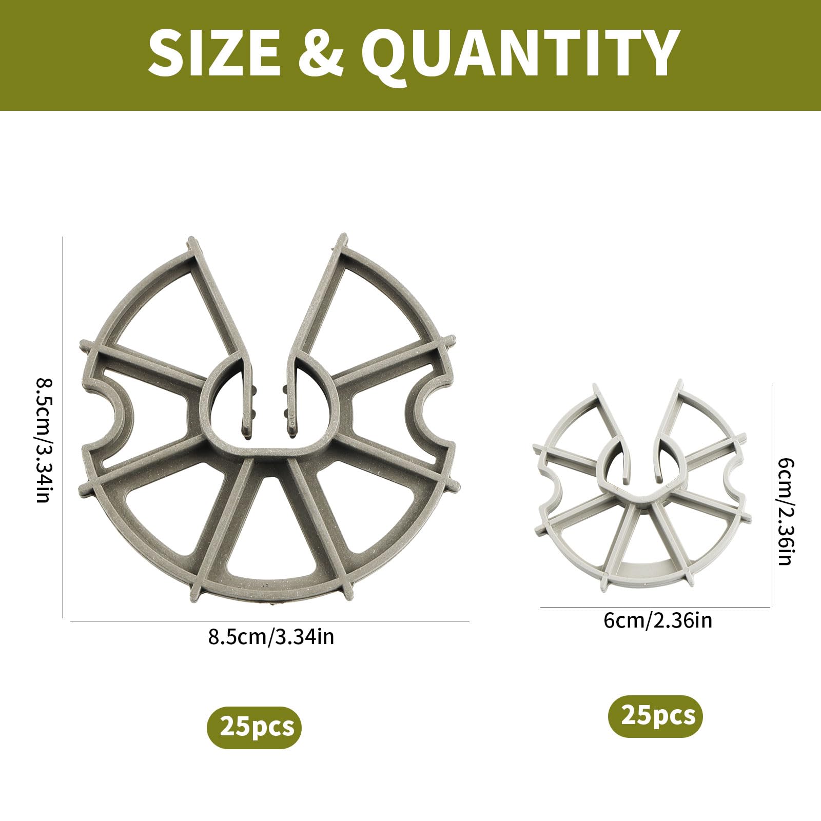 Cuñas de Refuerzo 60mm-85mm, Espaciador de Refuerzo Vertical, Estrella, 50 Piezas