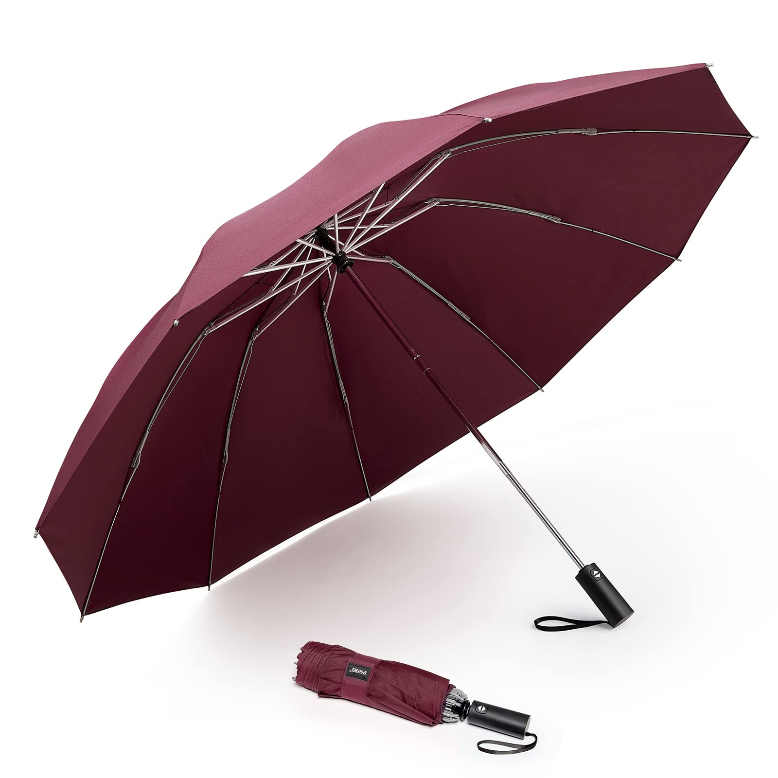 G4Free54 Inch Windproof Folding Large Umbrella 10 Ribs Compact Auto Open Close Travel Umbrellas for Rain and Sun