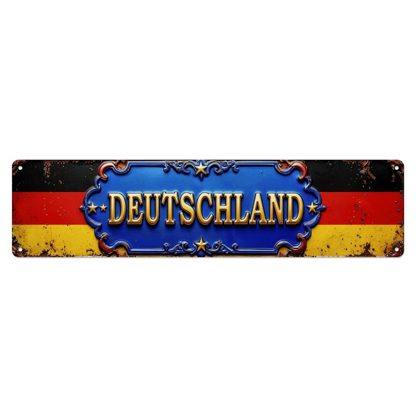 Germany Flag Retro Medallion Metal Tin Skinny Sign Plaque Wall Decor for Cafe, Club Bar, Office, Home Garden Metal Poster 4x16Inch