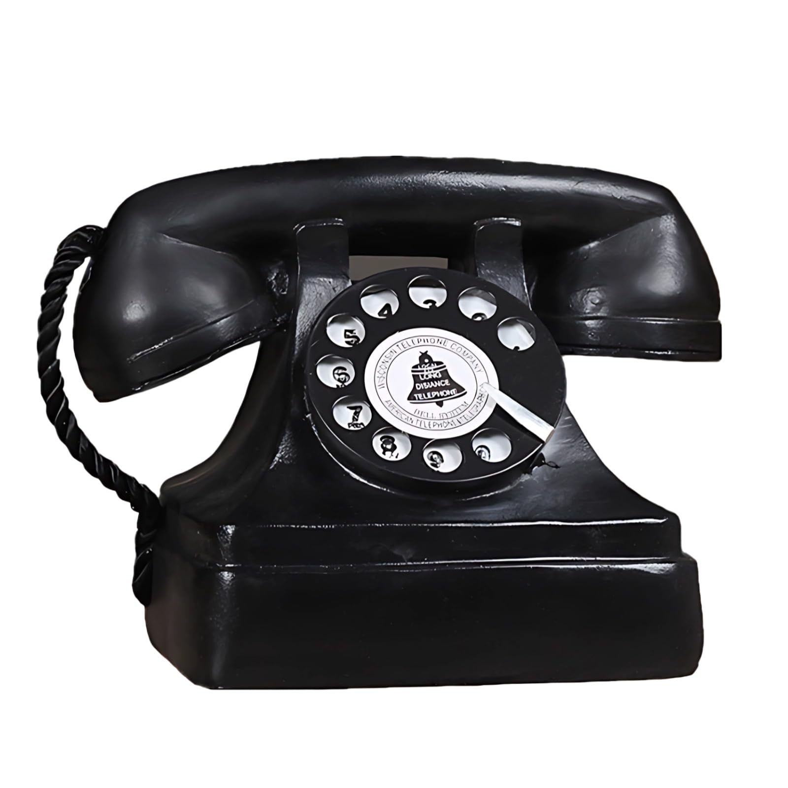 Modello retrò in latta per telefono fisso, decorazione vintage con quadrante rotante e telefono, stile classico nero antico telefono per casa, caffetteria, soggiorno, vetrina