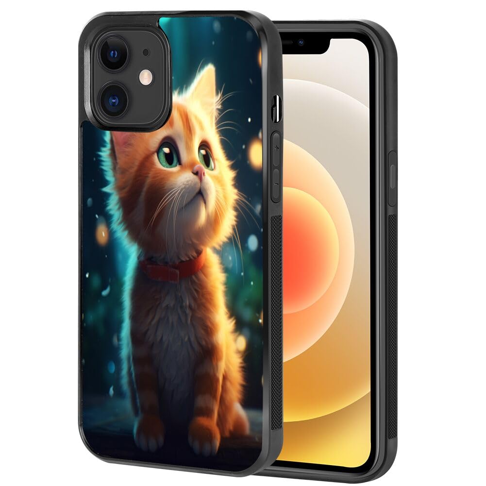 Black TPU Case Fits iPhone 12 Mini with Cat Print-aa179 Pattern Design Black Soft TPU Slim Fit Anti Scratched Protection Cover Case for iPhone 12 Mini
