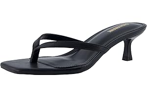 Women's Miami Kitten Heel Thong Sandals with Memory Foam and Wide Width...