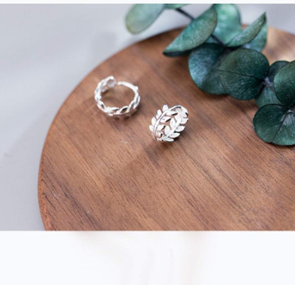 Cartilage Mini Hoop Earrings for Women 925 Sterling Silver Leaf Round Huggie Hooped Tragus Piercings Small Endless Hoops Earring Studs 8mm - Image 5