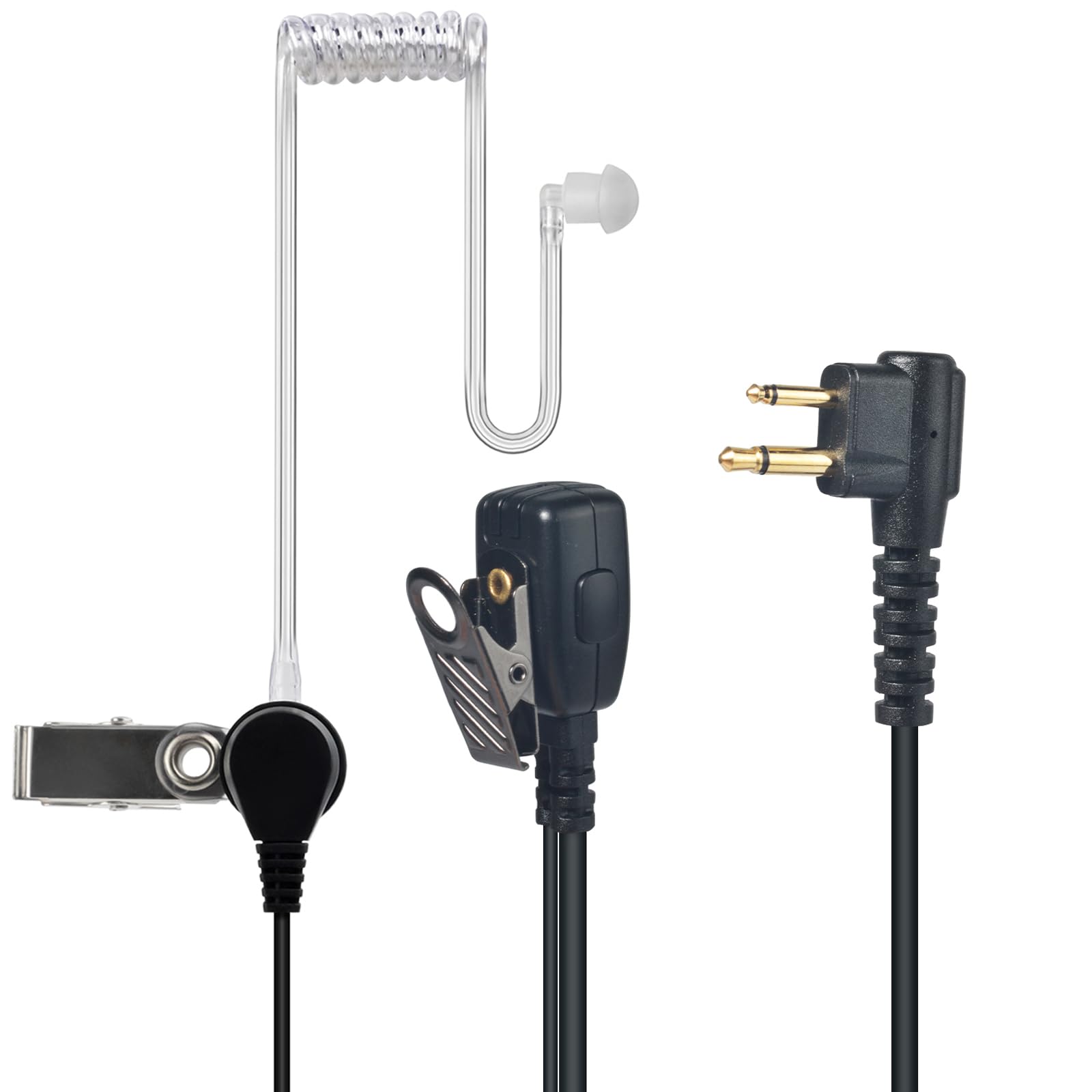 Oreillette pour Talkie Walkie, Tube Acoustique Dissimulé avec Micro PTT, Compatible avec Motorola 2 Broches, pour Radios Bidirectionnelles CP040, DP1400, GP68, GP88, GP300 (Lot de 2)