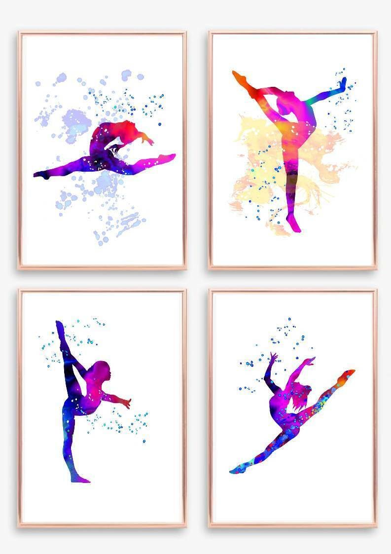 Gfc Black White Set Of 4 Gymnastic Dance Print Picture Poster Gymnastics Gift A4 Unframed Wall Art Home Decor Decorating
