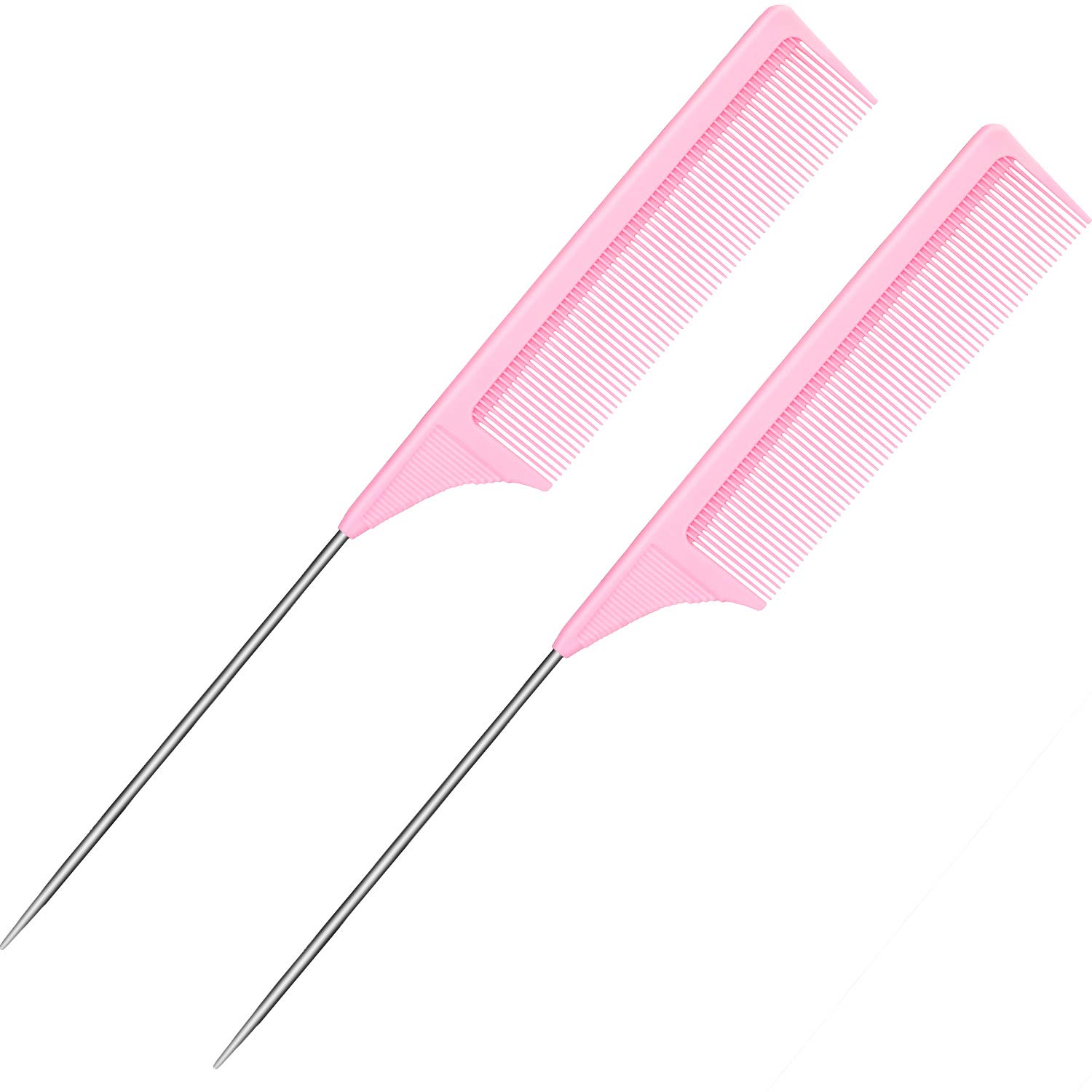 LeinuosenTail Combs, 2 Pack - Black Carbon Fiber Teasing Combs, Rat Tail Lifting Combs, Styling Combs for Hair Salon or Home Supplies