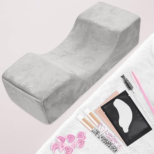 Miniatura 4 de Almohada de cuello de extensión de pestañas de salón de belleza, cómoda almohada de espuma viscoelástica de terciopelo, almohada de pestañas
