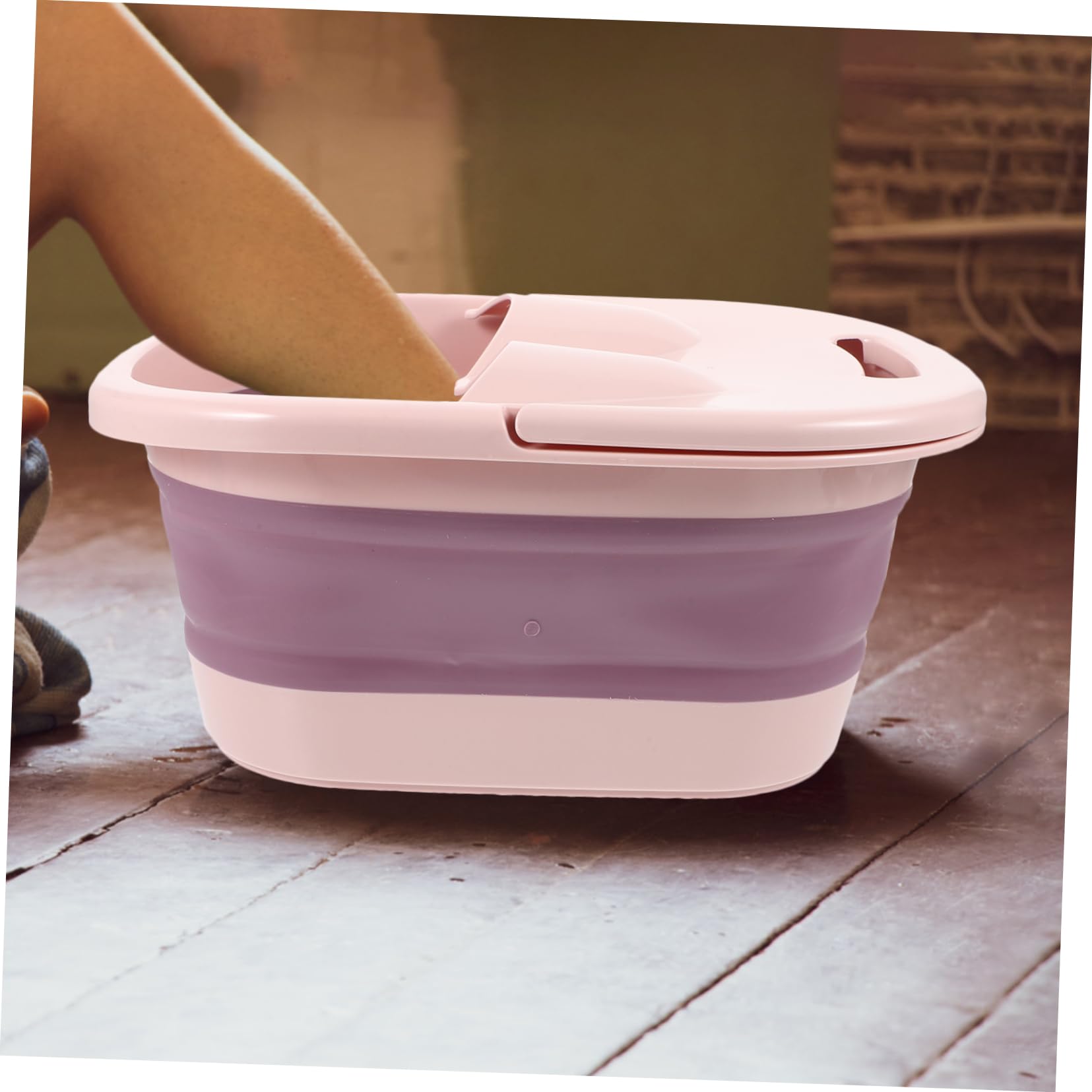 Bacinella Pieghevole per Pediluvio Rosa in Plastica e Silicone | Uso Outdoor e Travel, Funzione Self-service Massage, Aiuta a Rilassare i Piedi