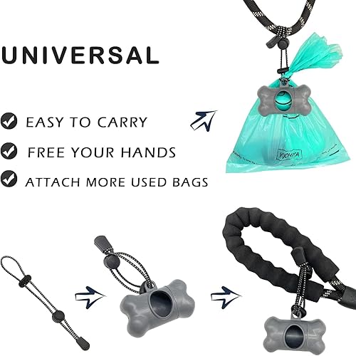 Miniatura 8 de Dispensador de bolsas para recogida de excrementos de perro con bolsas de basura perfumadas para perros y mosquetón con cierre de seguridad más